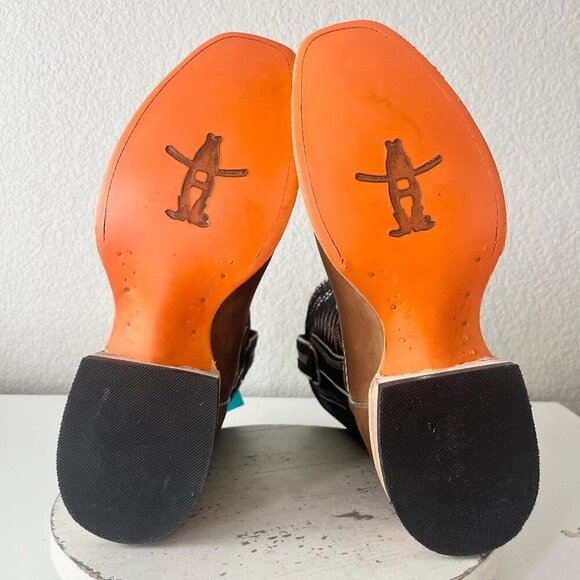 Lane RODEO HOUSTON Mens Cowboy Boots Size 12B Brown Leather Western Blunt Toe - Picture 11 of 14